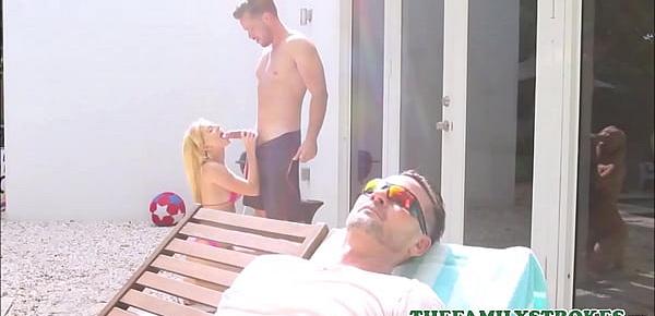  Very Petite Blonde Teen Riley Star Fucked By Her Cousin In The Pool Next To Her Uncle